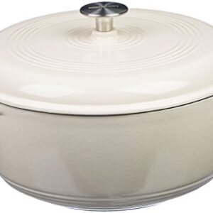 Amazon Basics - Rotondo Casseruola “forno olandese” in ghisa smaltata, 4.1 L, Bianco