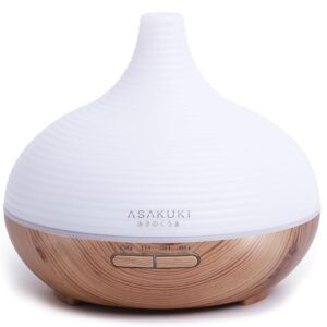 ASAKUKI Diffusore di Oli Essenziali 300 ml, Diffusore di Aromi Umidificatore ad Ultrasuoni con 7 Colori LED Luce Notturna, Diffusore per Oli Essenziali Senza BPA per camera da letto, ufficio, spa