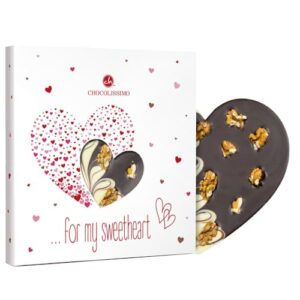 Cuore di cioccolato - Duetto di cioccolato fondente e bianco con noci | Regalo | Idea regalo | Valentino | Donna | Uomo | Donne | Uomini | Compleanno | Dolce