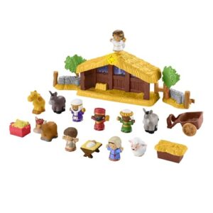 Fisher-Price Little People - Presepe, playset per bambini ai primi passi, include 12 personaggi, stalla, mangiatoia e 5 accessori, con lui e suoni, giocattolo per bambini, 1+ anni, HMX70