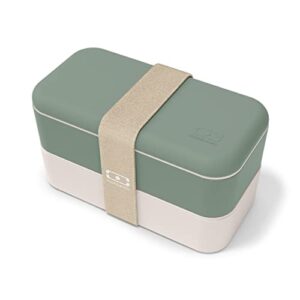 monbento - Bento Box MB Original Natural con Scomparti Made in France - 2 Livelli Ermetici - Porta Pranzo Ideale per Ufficio/Scuola/Meal Prep - Senza BPA - Sicuro per Uso Alimentare - Verde